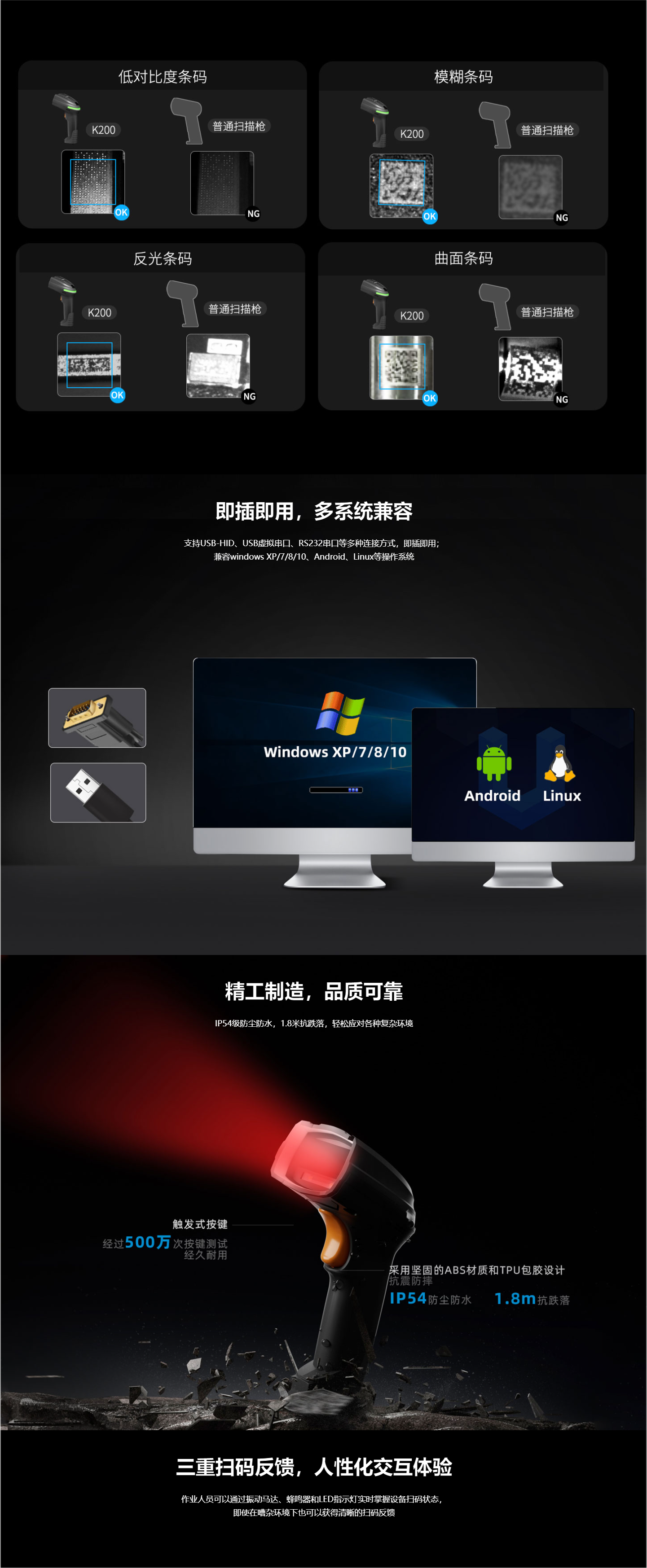 優(yōu)博訊K200有線工業(yè)掃描槍